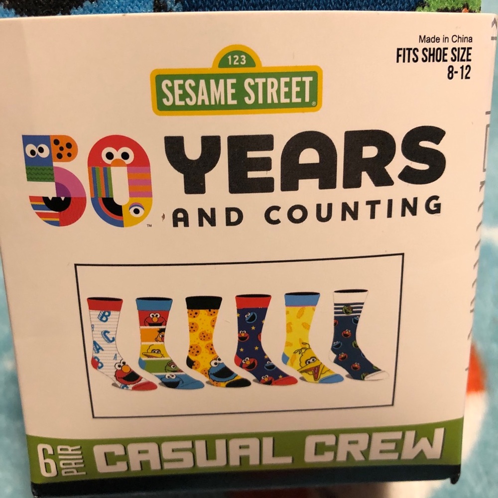 The Sesame Streets 6pk Crew Socks